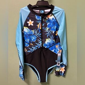 Floral Blue Kids Swim One Piece NWT Size XL